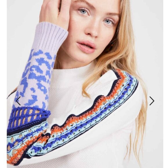 Free People Women Mock Neck Switch It Up Thermal Sweater, Ivory Medium - Picture 9 of 15